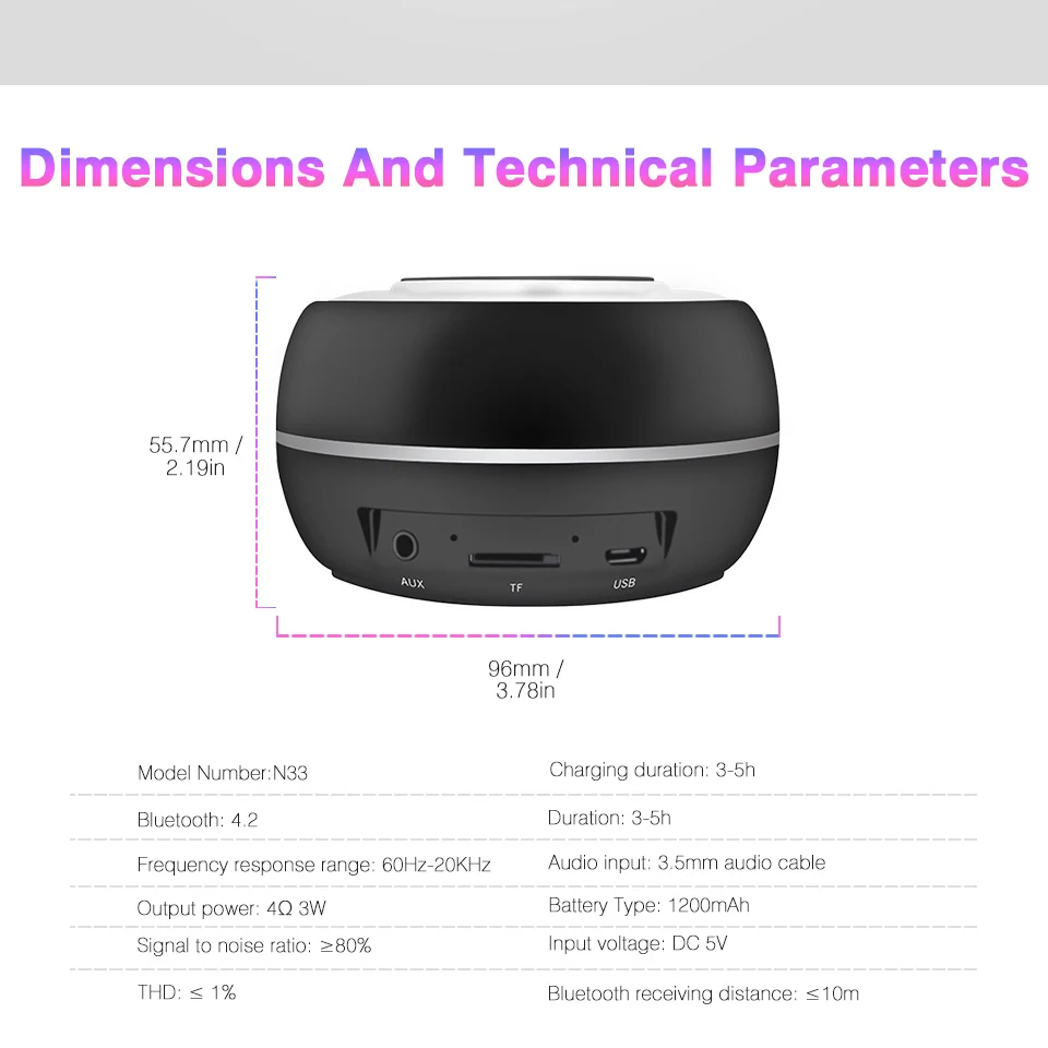 Mini TWS Bluetooth Speaker Portable Wireless speaker Sound System with microphone loudspeaker support wirless charger for phone (7)