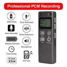 Профессиональный комплект Запись цифровой аудио рекордер VOR Голосовое управление Шум снижение камер Мгновенной Печати Mini 8 ГБ USB MP3 плеер звук