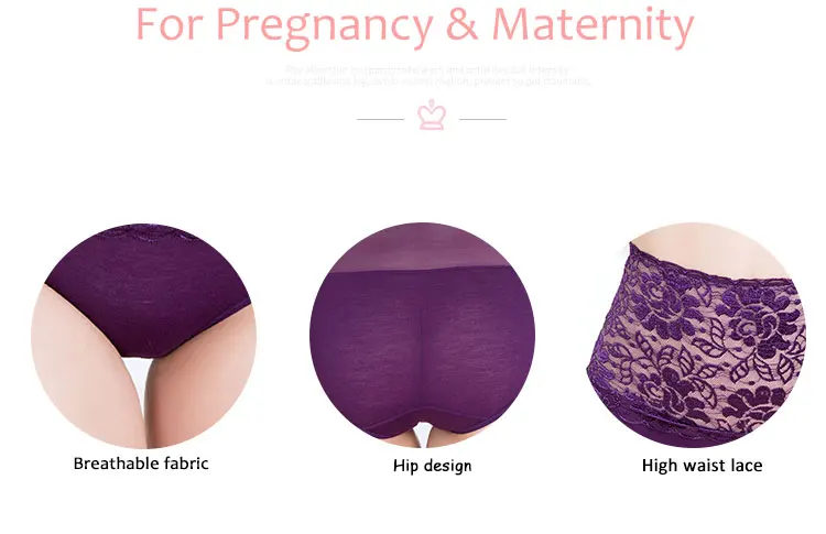 Women Sexy Lace Stomach lift Pregnancy Clothes Panties Fashion Cozy Cute Baby Maternity Briefs Lingerie Tempting Quality Cotton (3) - 