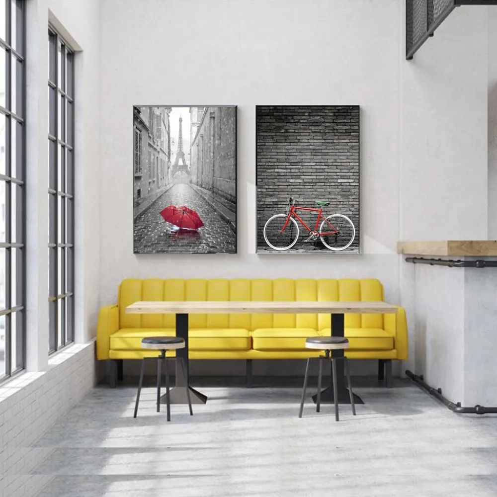 NUOMEGE-Nordic-Simple-Red-Bicycle-Canvas-Painting-Tower-Poster-Landscape-Paintings-for-Living-Room-Wall-Decorative (3)
