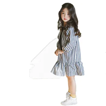 

Bow Girls Dress 2018 New Baby Autumn Long Sleeve Party Dress Stripe Kids Princess Dress Children Clothes Toddler Cotton Dress
