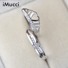 IMucci S925 Стерлингового Серебра Корона Пару Кольцо Для Женщин Танабата Мода Простой Стразы Кольца Кристалл Обручальные 3 стиль Кольцо