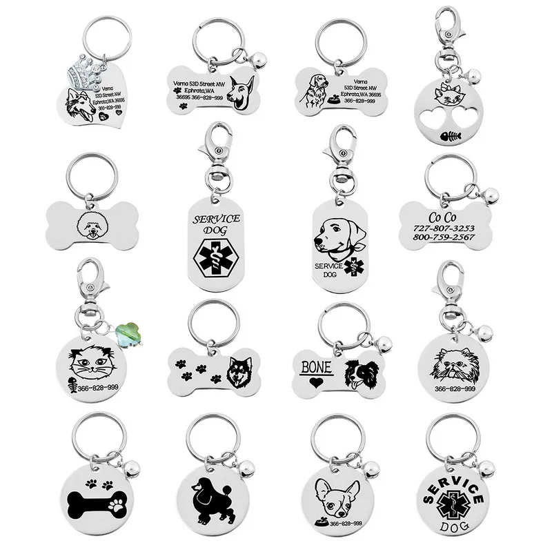 

LASPERAL Free Engraving Text Two Sides Pet Tag Customized Name Address Telephone ID Pet Dog Cat Tags Unique Customized Pendants