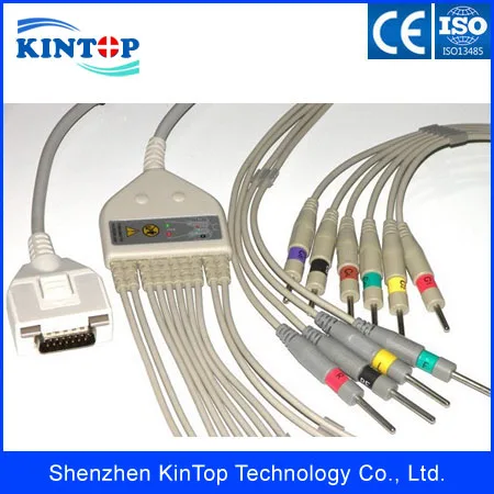 15 контактный Fukuda ME KP 500 EKG монитор пациента цельный 10 кабель ECG разъем типа Банан 4 0