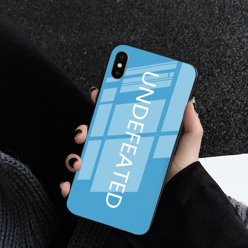 JAMULAR Fashion Brand Undefeated Glass Phone Case For iPhone XS MAX X XR 7 8 6 6s Plus Letter Pint Glossy Hard Back Cover Fundas | Мобильные