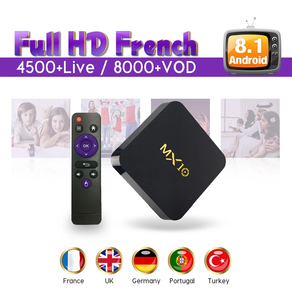 

IPTV Subscription 12 Months SUBTV Code MX10 Smart Android 8.1 TV Box RK3328 Quad Core IPTV Europe Denmark French Arabic IPTV Box