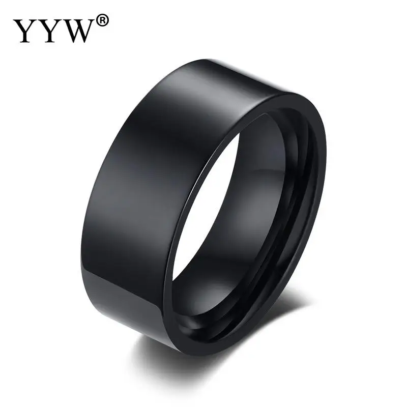 

YYW 2019 New Fashion Stainless Steel Ring Men And Women Ring Jewelry Gift Gun Black Simple Landscape Facing Ring Female