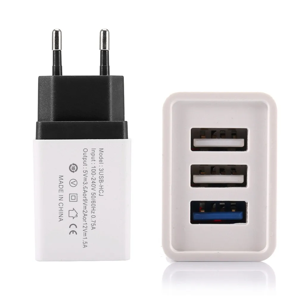 BEHATRD EU Plug Travel Charger Mobile Phone 5V 2A 3USB Charging Wall Adapter for Samsug S8 S9 #y4 | Мобильные телефоны и