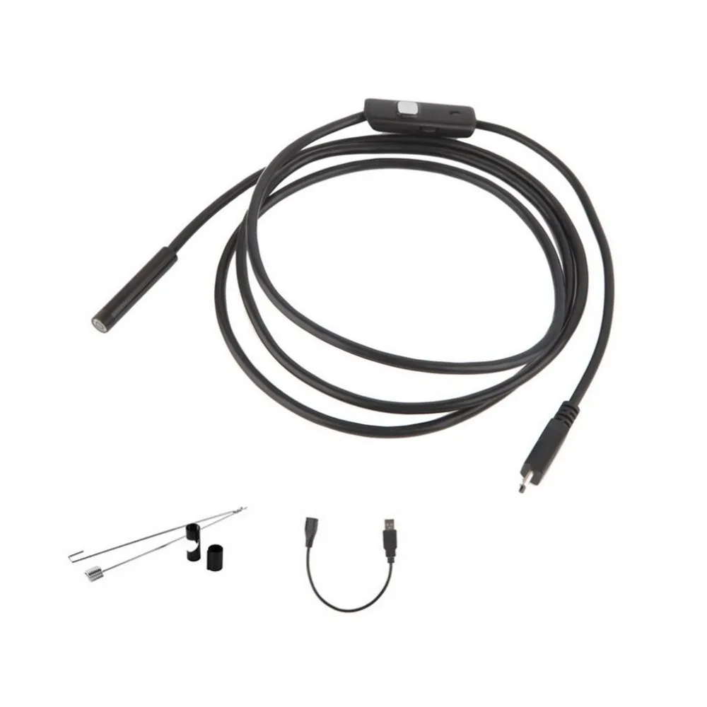 Черный 6 светодиодный кабель объектива 7 мм водонепроницаемый мини USB инспекционный бороскоп камера для Android эндоскоп 640*480 телефонов/1280*720 PC
