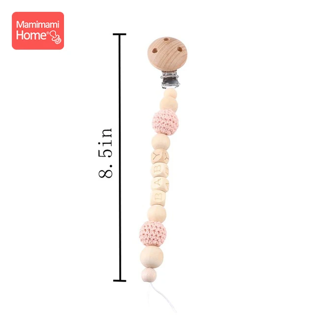 Red Pacifier Clip Детский деревянный Прорезыватель для зубов, 1 набор, зажим для детской коляски, бук, грызун, гимнастическая игра, персонализированное имя, соска, цепь, жевательный браслет, детские товары, игрушка - Цвет: Red Pacifier Clip