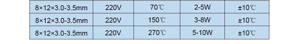 LJXH 2 шт. 220V элемент 8x12x3. 0-3,5 мм термостат изолирующая пленка PTC нагревательный элемент 70/150/270 градусов мощность 2-5 Вт/для детей от 3 до 8 лет W/5-10 Вт