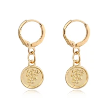 Dayoff Европейский круглый золотой серебряный цветочный обруч, женские винтажные серьги-гвоздики с розой, Женские Ювелирные изделия, Винтажные серьги E599