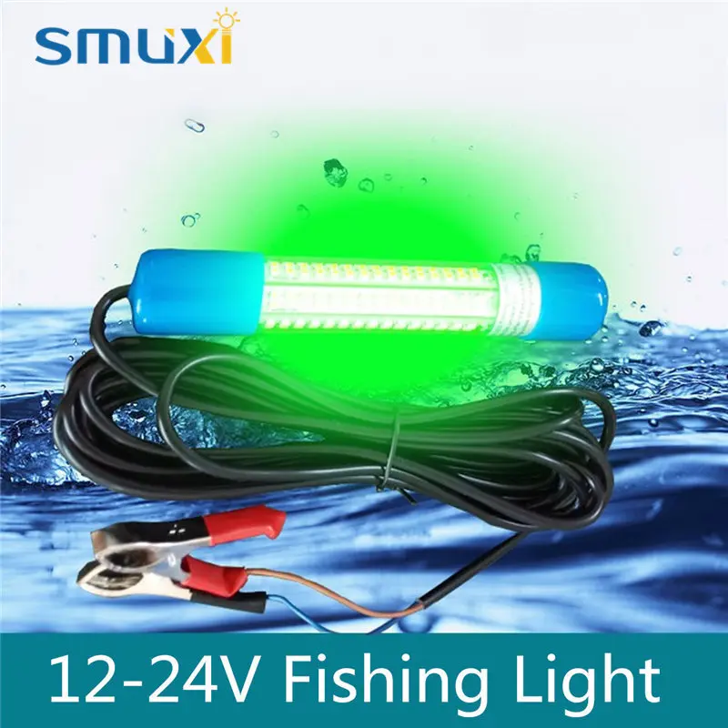 

Smuxi 8W Submersible LED Light Bulb Tube Green Underwater Boat Night Fishing Fish Attracting Light Squid Lamp DC12V~24V