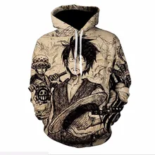 font b Anime b font One Piece Hoodies 3D Print Pullover Sweatshirt Monkey D Luffy