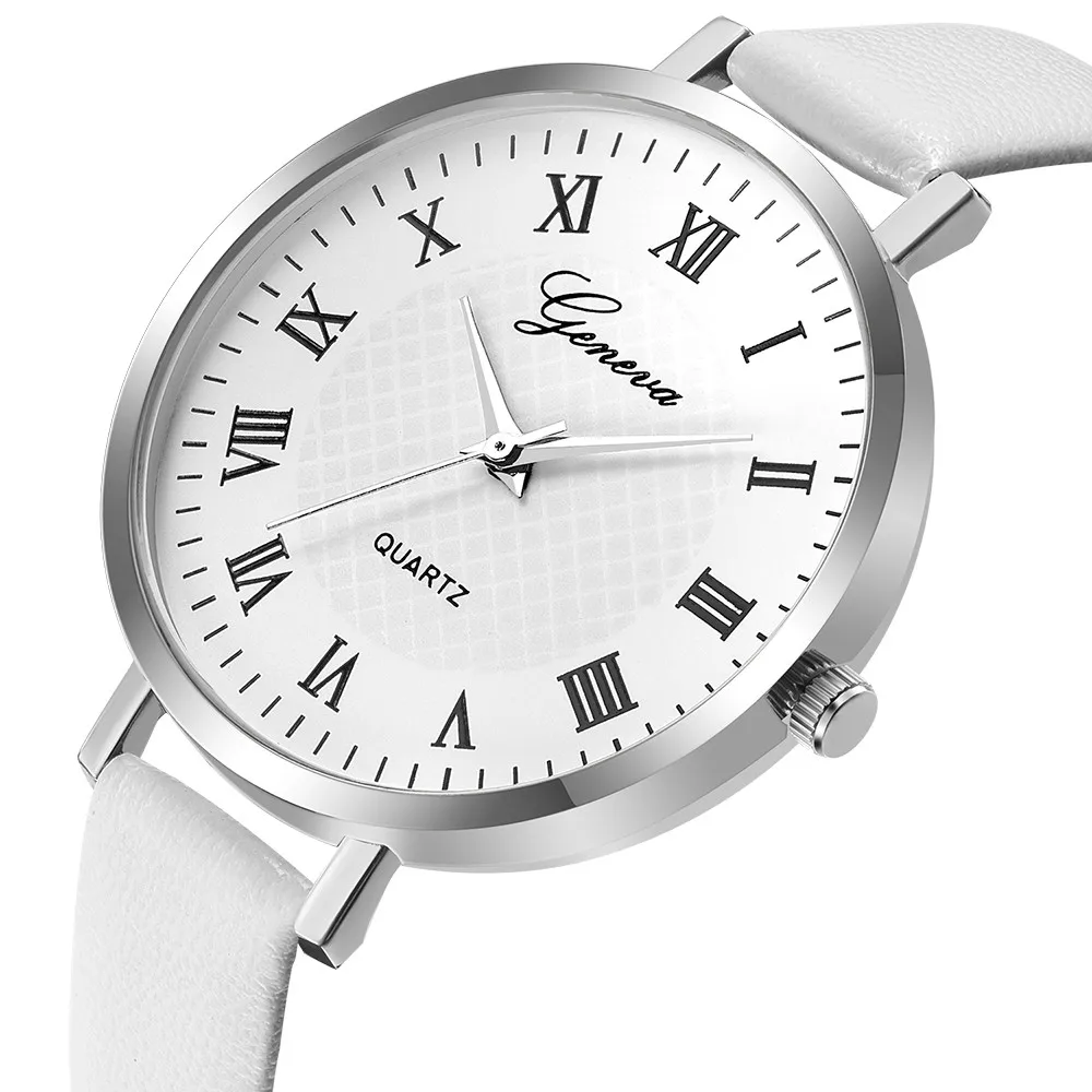 2018 New Vogue Women Watches Leather Band Analog Quartz Round Alloy