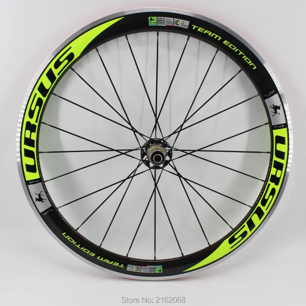 Flash Deal Brand New green color 700C Racing Road bike 50mm clincher rims bicycle 3K carbon wheelset with alloy brake surface Free shipping 2