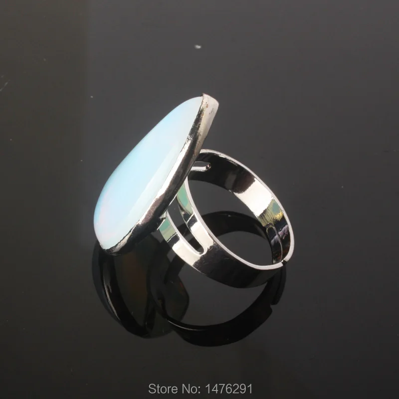 

New Stylish Silver Plated Resizable Water Drop Opalite Opal Stone Women Men Ring Fashion Jewelry 1PCS