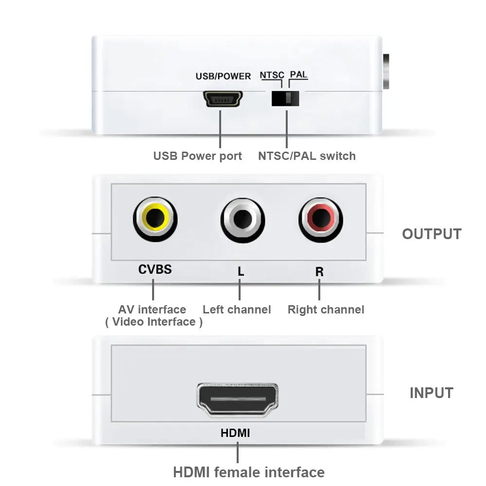  Robotsky Mini Composito 1080P Hdmi a Rca Audio Video Av Cvbs Adattatore Convertitore per Hdtv Hd De