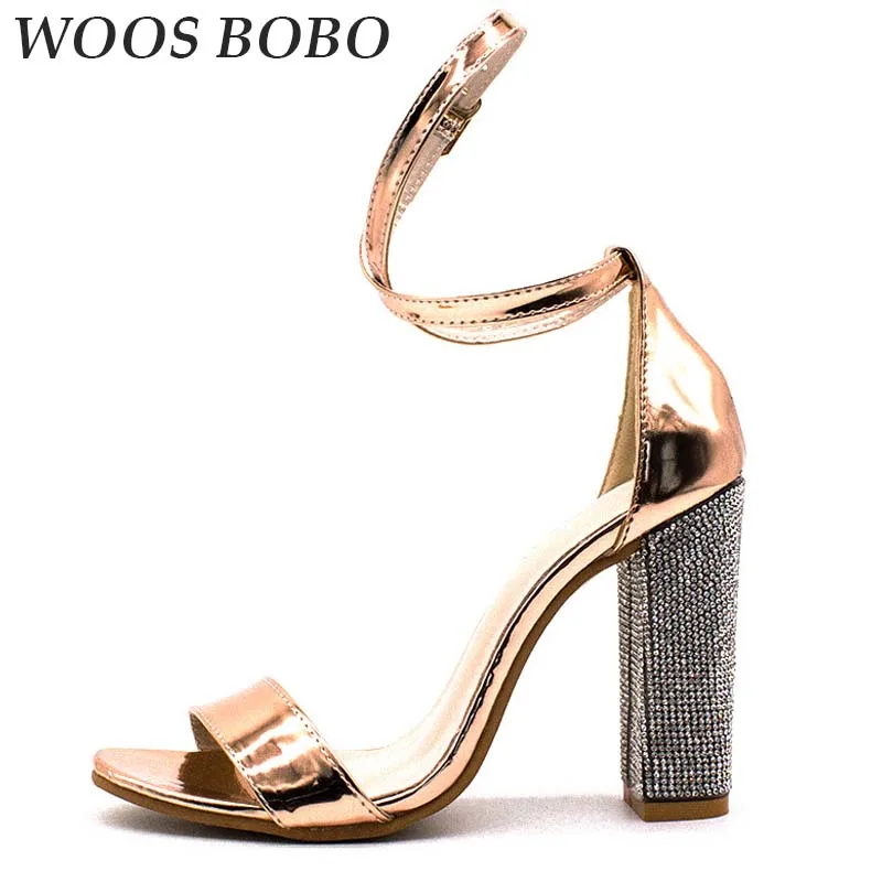 

BOBO Open Toe Sexy High Heels Sandals Large Size Fashion Buckle Strap Heel Heels Woman Brand Champagne Concise Party Shoes 2019