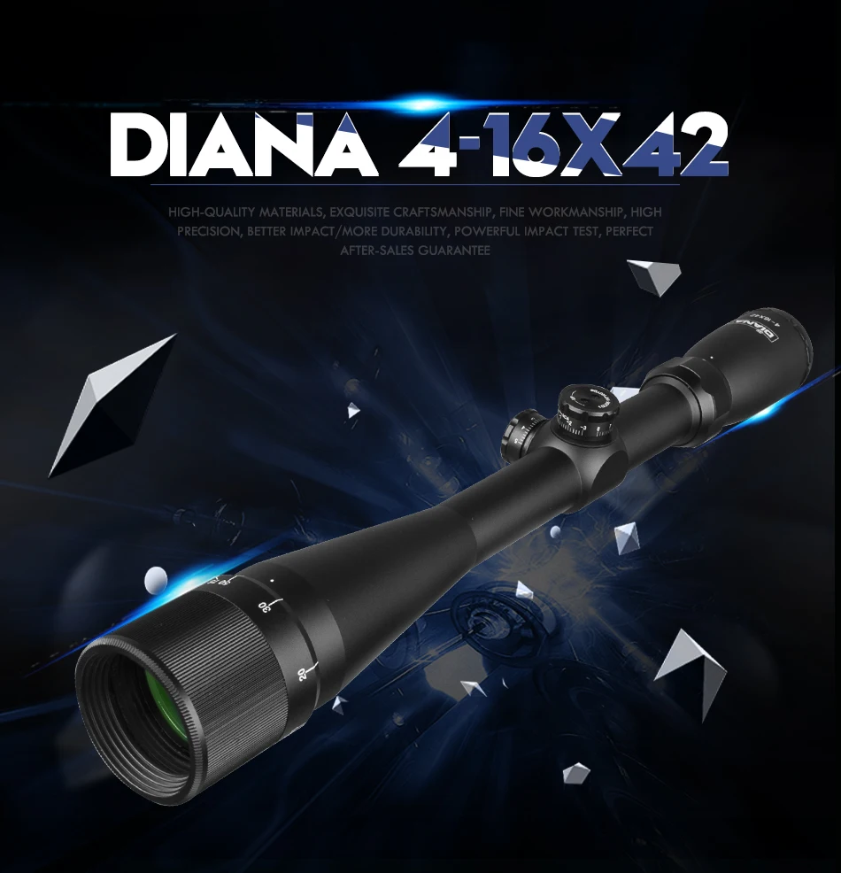 Pistola de ar Espaço para a Caça 4-16x42 ao Riflescope Diana Tático Ponto Retículo Mira Óptica Rifle Scope Airsoft Sniper Caza Mil 7 Lunetas Riflescopes