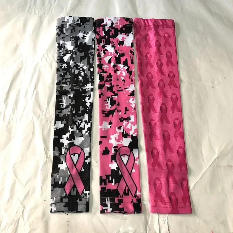 Breast cancer awareness arm sleeves Moisture Wicking Compression Sports Arm Sleeve Camo Baseball