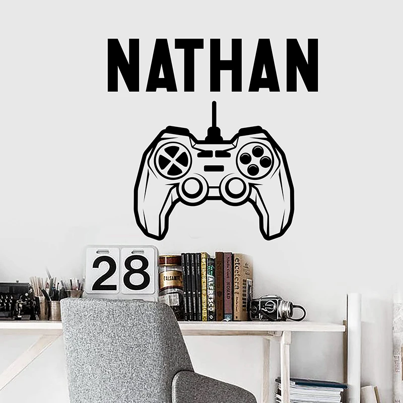 

Boy wall decal personalized gamer name decal controller video game decal customized name sticker teen computer games A11-033