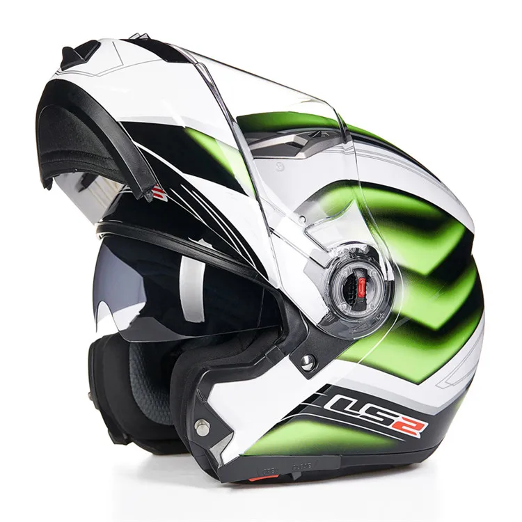 LS2 FF370 модульный Filp up мотоциклетный шлем полный уход за кожей лица гоночный скутер Casco Moto Capacetes de Motociclista двойной козырек - Цвет: Green Ghostdom