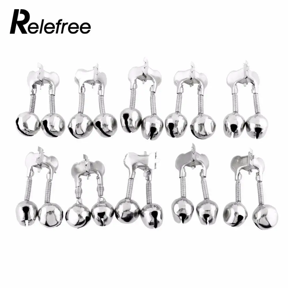 Relefree 10 pièces 15mm pince en métal deux doubles cloches alarme de morsure alerte pour pêche poisson accessoire canne argent nouveau Durable en ple