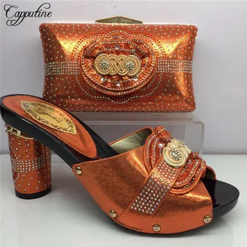

Capputine Laster Design Woman Slipper Shoes With Bags Set Italian Style Women High Heels Shoe And Bag Sets For Party BL935C
