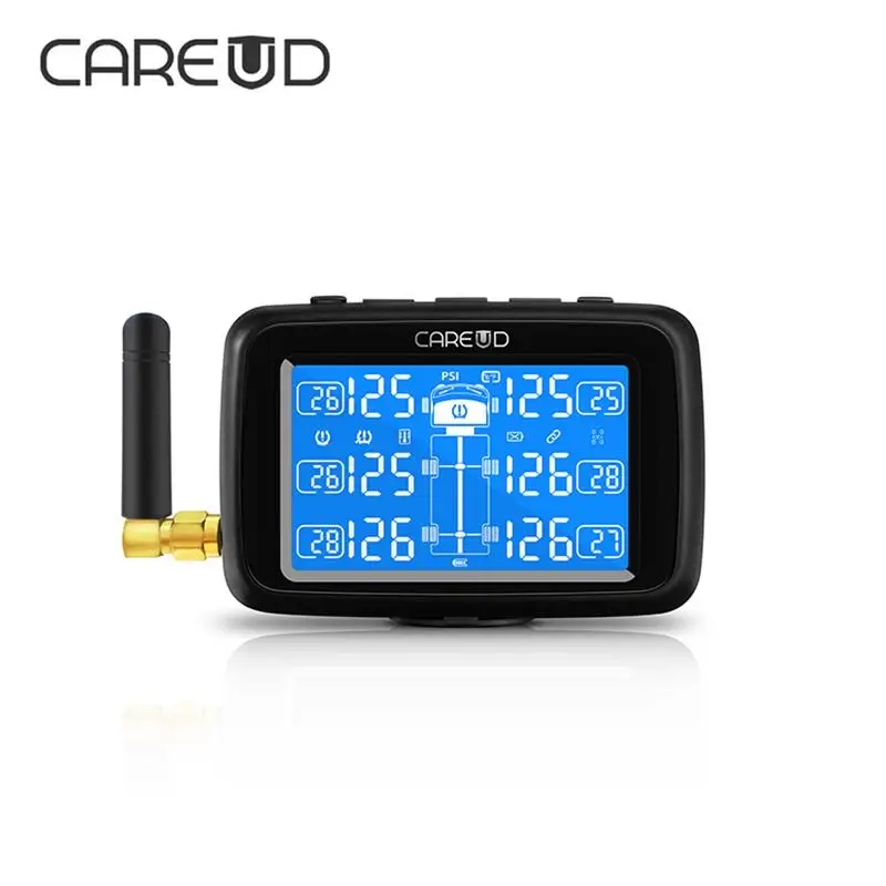 

CAREUD Cars Trucks TPMS Car Wireless Tire Pressure Monitoring System With + 6 Wheel External Sensor LCD Battery Replaceable
