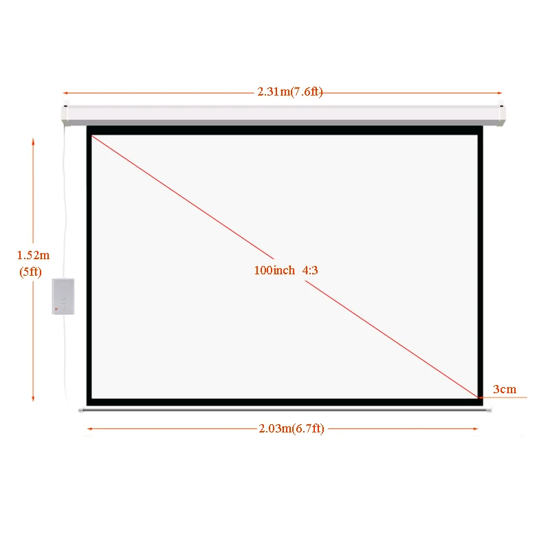 Экран для проектора с электроприводом экран Светодиодный Тора LED LCD HD 72 84 100 дюймов