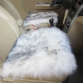 

Hot Supply Winter Long Wool Car Seat Cover Universal Plush Fur Seat Cushion Pure Wool Seat Pads for Home Office Chair Mats