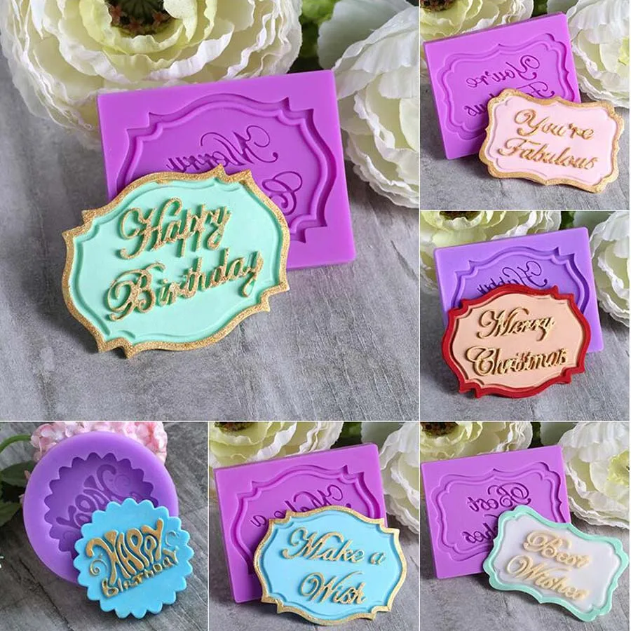 

Aouke Beautiful Words Shape Silicone Cake Molds,Fondant DIY Bakeware Decorate