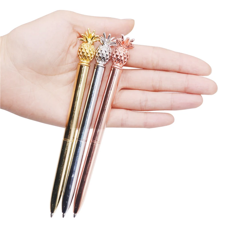 20 шт./лот 0,7 мм металлическая ручка шариковая ручка с ананасовой головкой розовое золото серебро золото офисный канцелярский подарок для студента ручка