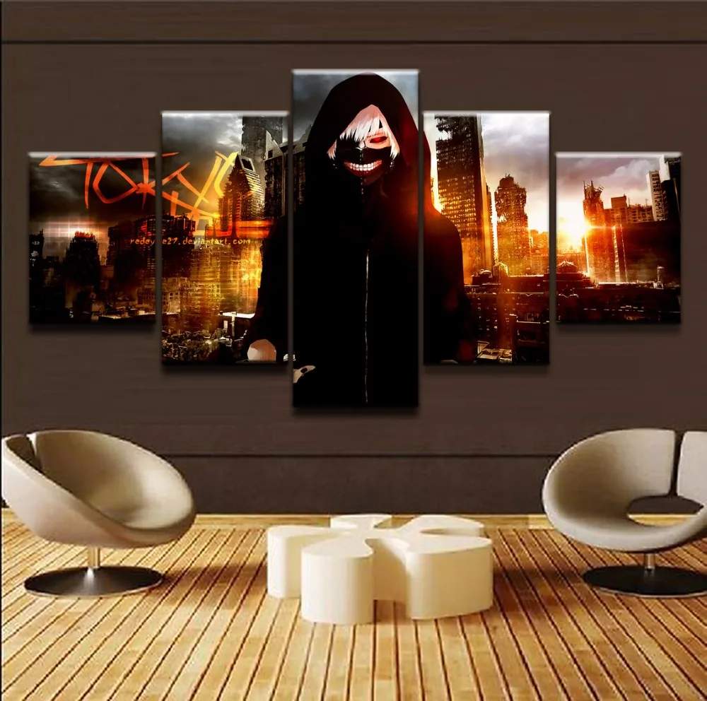 

Modular Prints Poster Canvas Paintings 5 Pieces Anime Tokyo Ghoul Ken Kaneki Pictures Home Decor For Boys Room Wall Art Artworks