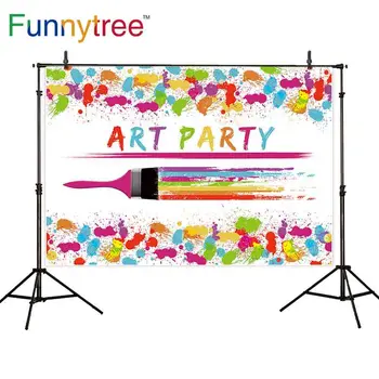 

Funnytree backgrounds for photography studio art party decor Colorful pigment brush for children backdrop photobooth photocall