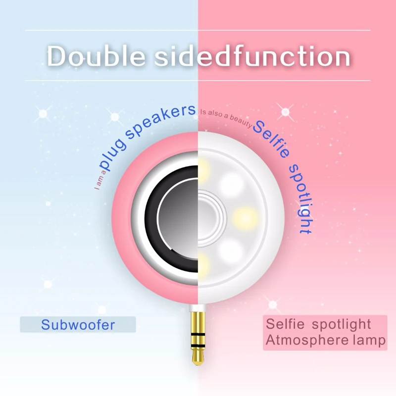 2 в 1 3,5 мм штекер светодиодный Диммируемый селфи светильник Точечный светильник красивый динамик(розовый) аксессуары звуковая коробка