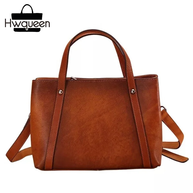 

Hand Painted Genuine Leather Zipper Closure Women's Totes Purse Ladies Three-way Handbag Natural Cowhide Female Crossbody Bag