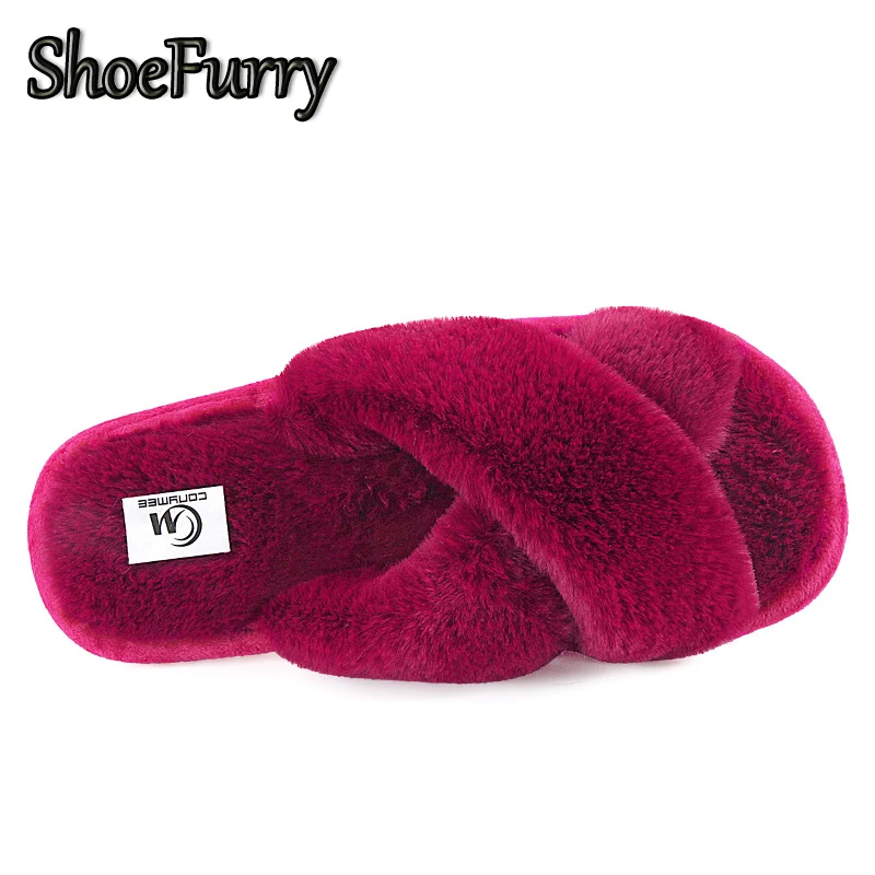 Меховые зимние тапочки ShoeFurry женская обувь большого размера меховая теплые