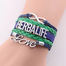 Best gift infinity love Herbalife Bracelet charm leather wrap rope handmade bracelets bangles Custom made Drop Shipping