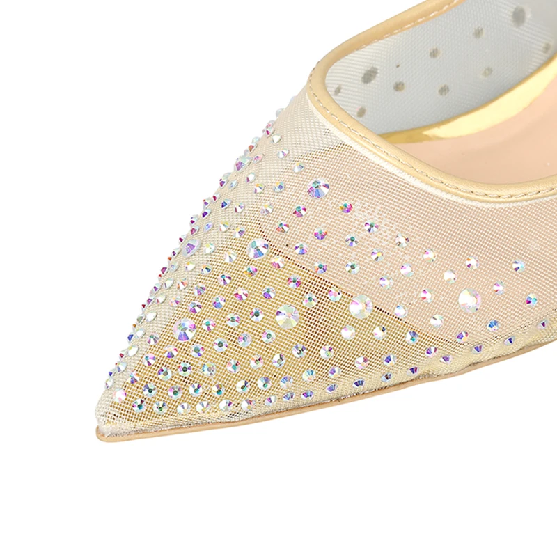 Piel Mujer Mujeres Aire Brillo Zapatos Cuero Bling Boda Tacones Oveja Auténtico Black Malla De Dulce transparent Interior Rhinestone Planas Z5wzI