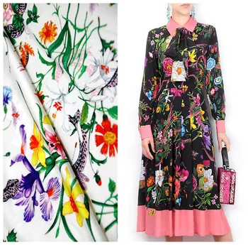 

145cm printed fabrics Fashion Week catwalk fashion satin fabric handmade diy dress fabric material wholesale cloth