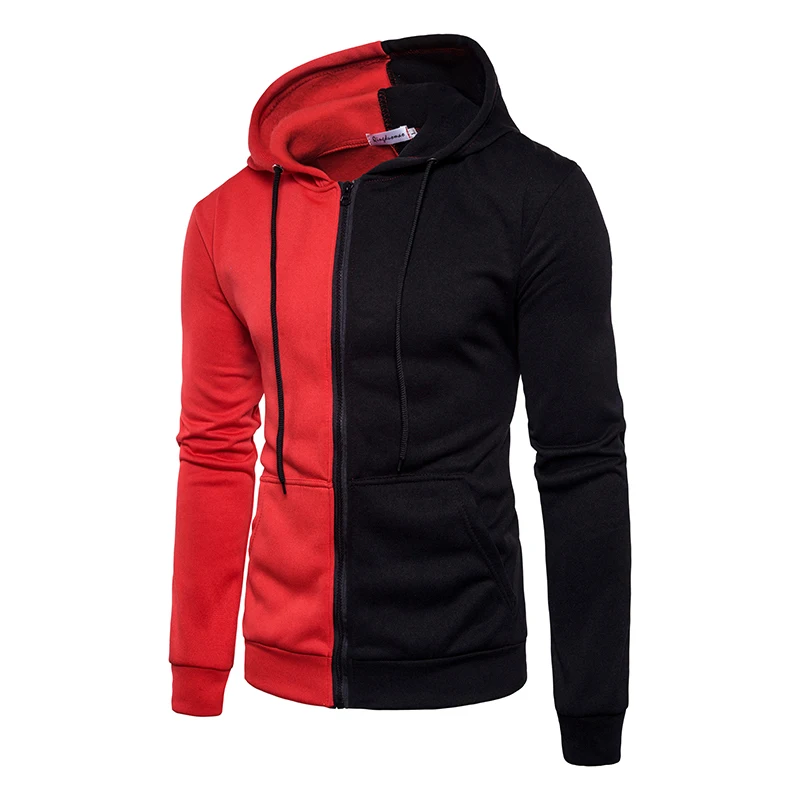 Spring Autumn Fashion Casual Patchwork Hoodies Men Hooded Sweatshirt Slim Fit Pullover Hoody Leisure Zipper Jacket Tracksuit