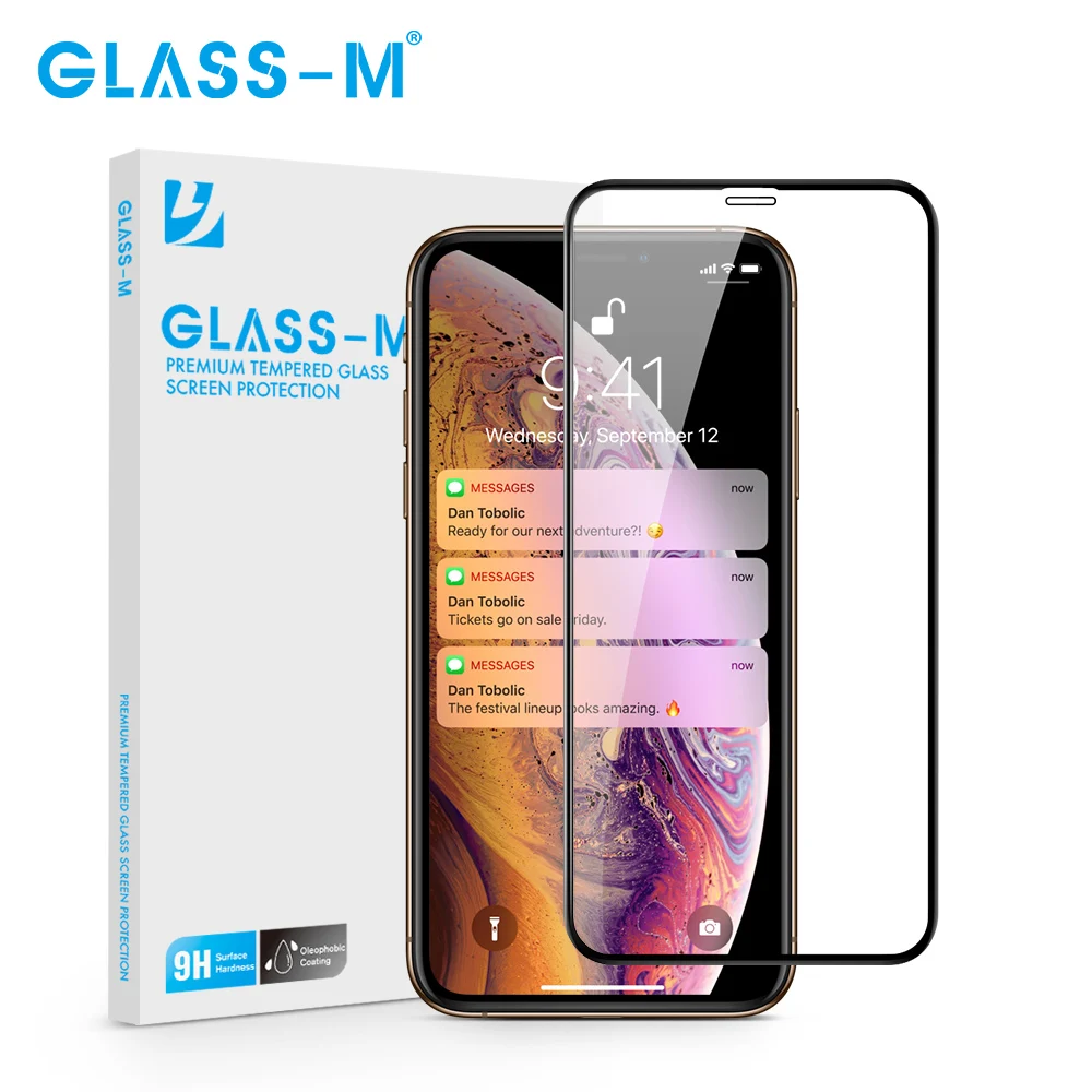 

GLASS-M Curved Full Cover 3D Tempered Glass on the For iPhone xs max Screen protector film for iPhone X XS XR Glass Dropshipping