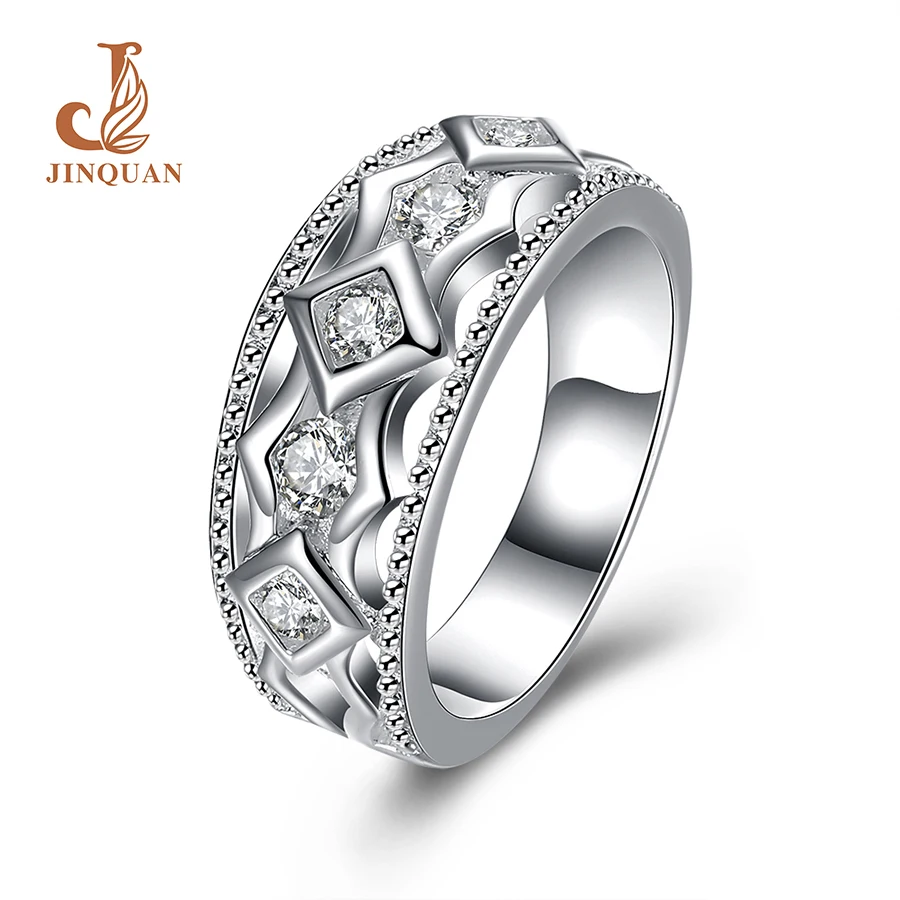2017New design Fashion Square line Zircon silvering anel anillos CZ Stone rings for women dance party statement JINQUAN | Украшения и