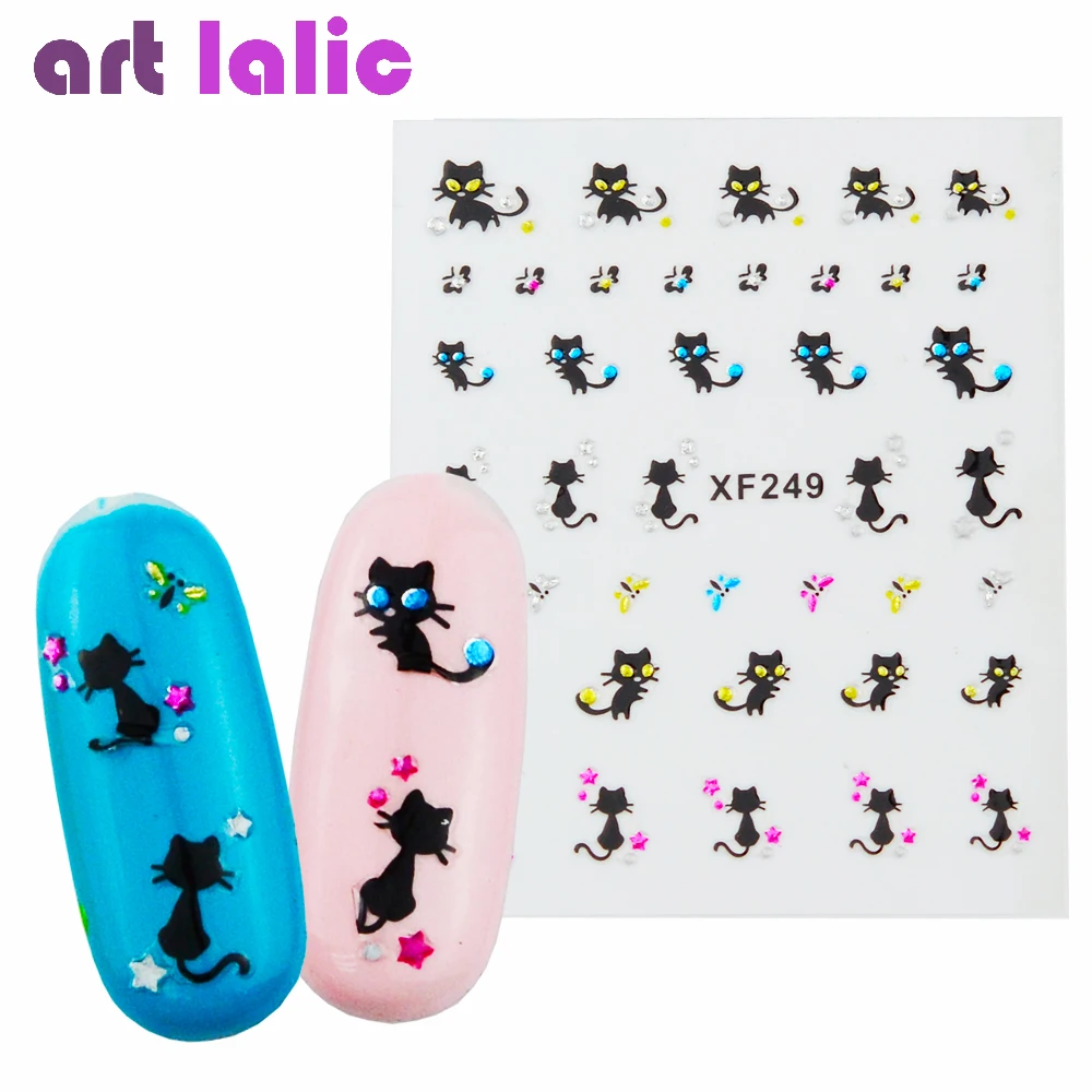 1 лист дизайн стикеры 3D на ногти Nail Art Необычные милые наклейки для кошек украшения штамповка DIY Советы маникюрные инструменты для красоты XF249