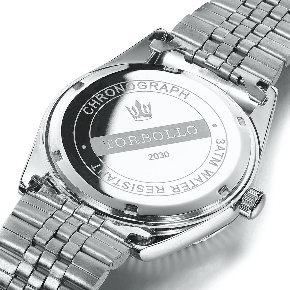 Модные кварцевые часы TORBOLLO мужские часы с серебряной стальной лентой 3ATM водонепроницаемые мужские часы s relogio masculino в коробке