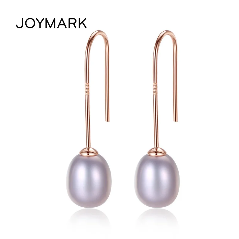

925 Sterling Silver Ear Hook Natural Fresh Water Rice Pearl Dangle Drop Earrings For Women Simple Classic Jewelry JPSE001
