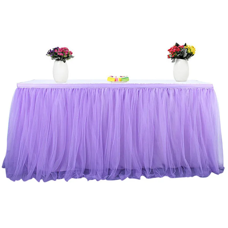 arrival Solid Party Wedding Tulle Tutu Table Cloth Skirt Party Birthday Festive Baby Shower Decor