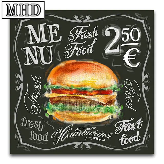 Aliexpress Buy MHD 5D DIY Diamond Painting Blackboard Burger 